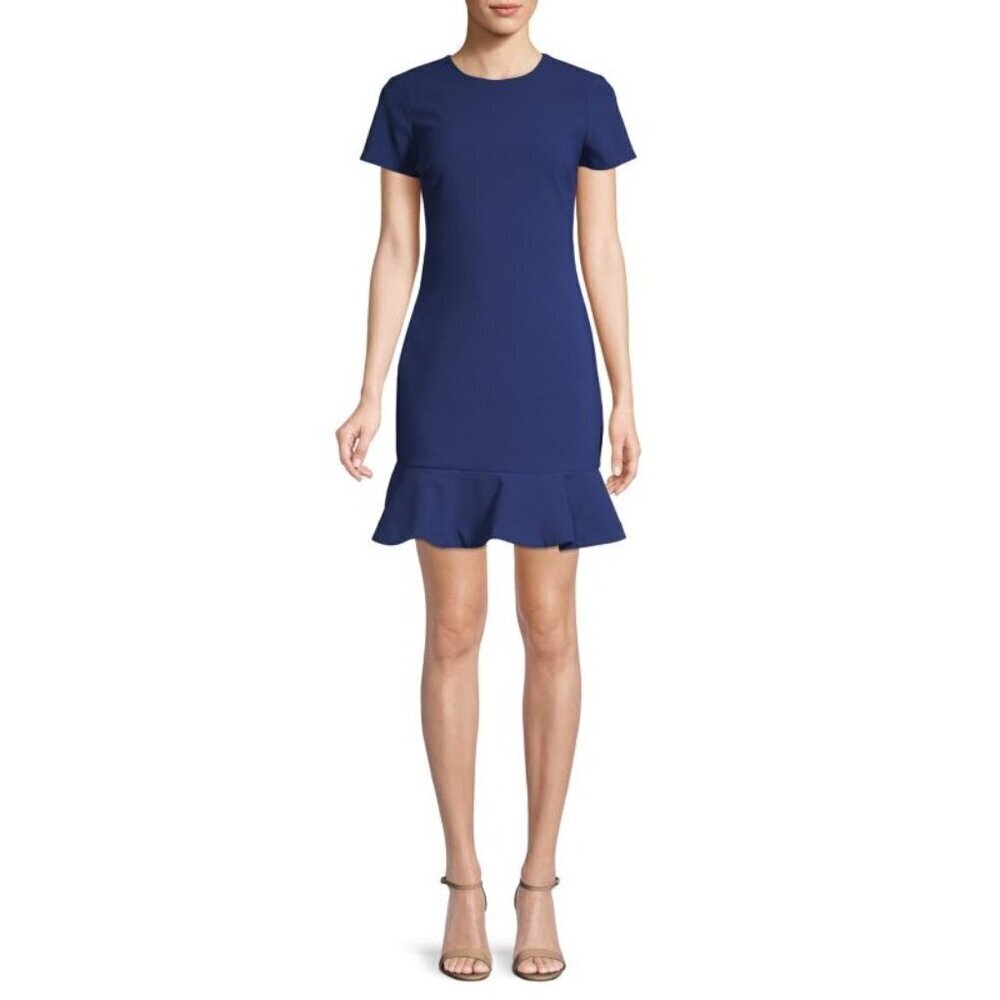 Likely Navy Blue Peplum Mini Dress Wome ns Size 12 Academia